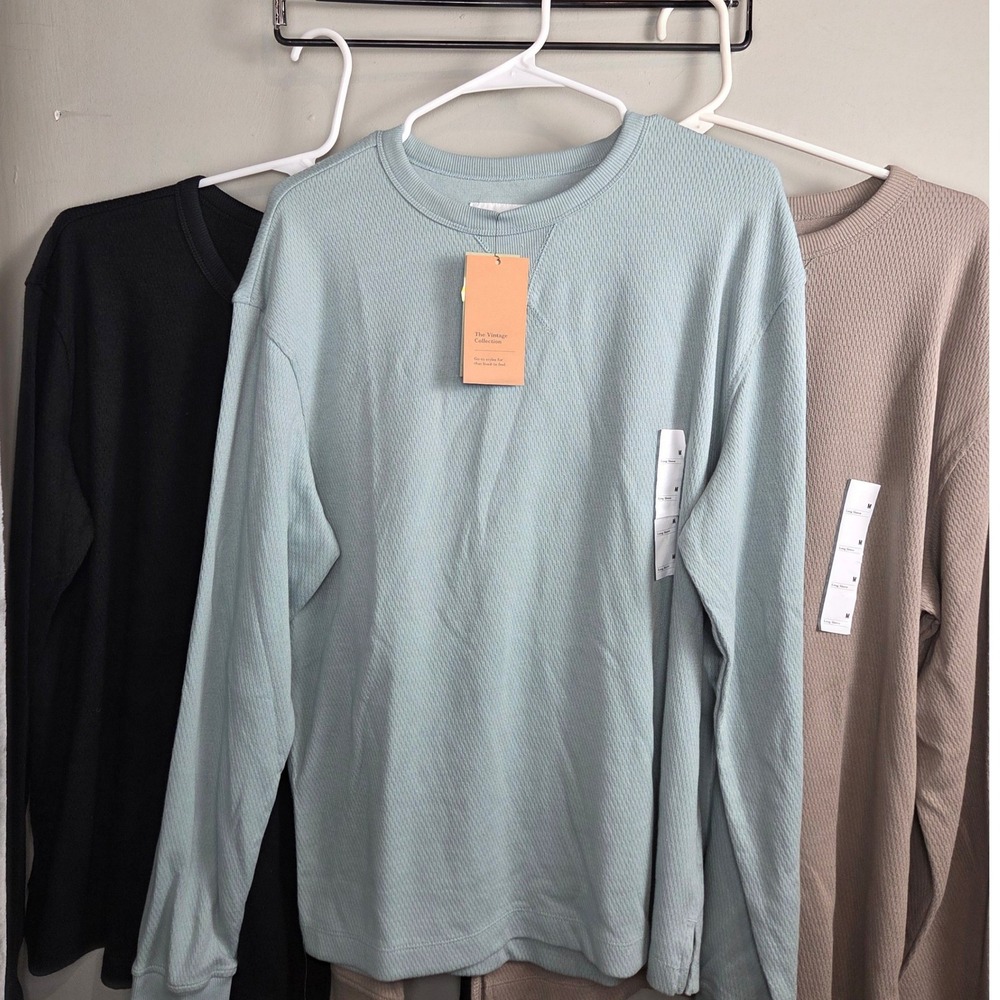 Goodfellow & Co 3 Pack Vintage Textured Crew Neck Long Sleeve Shirts M NWT